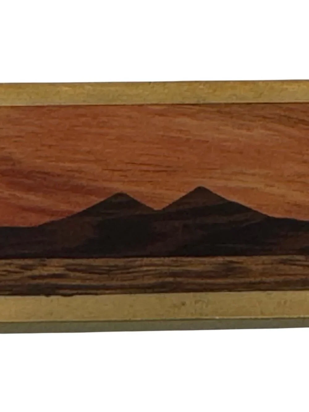 Kenneth Reid Handcrafted Wooden Money Clip Inlaid Wood Mountain Design Brass 2